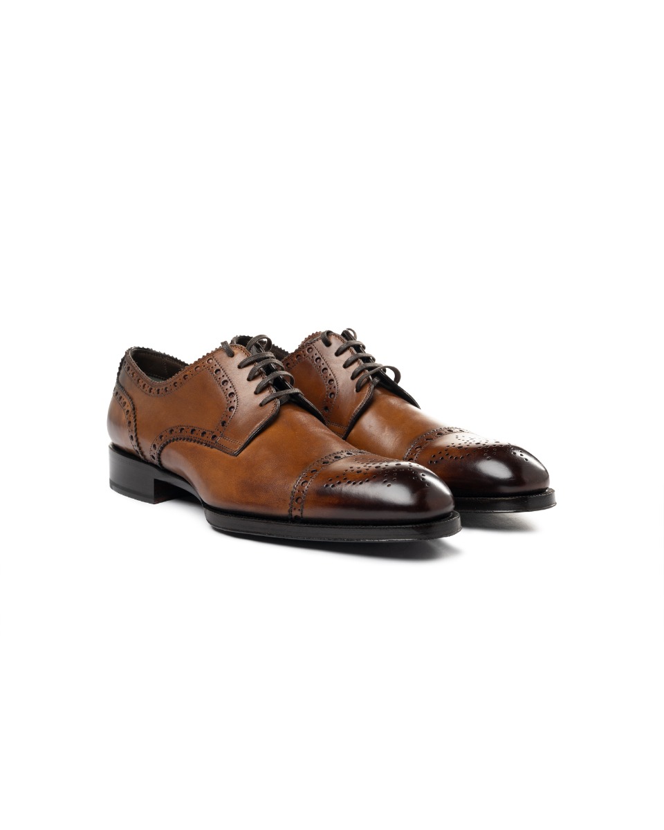 Tom Ford Edward Med Cap Wing brown leather derby thumbnail