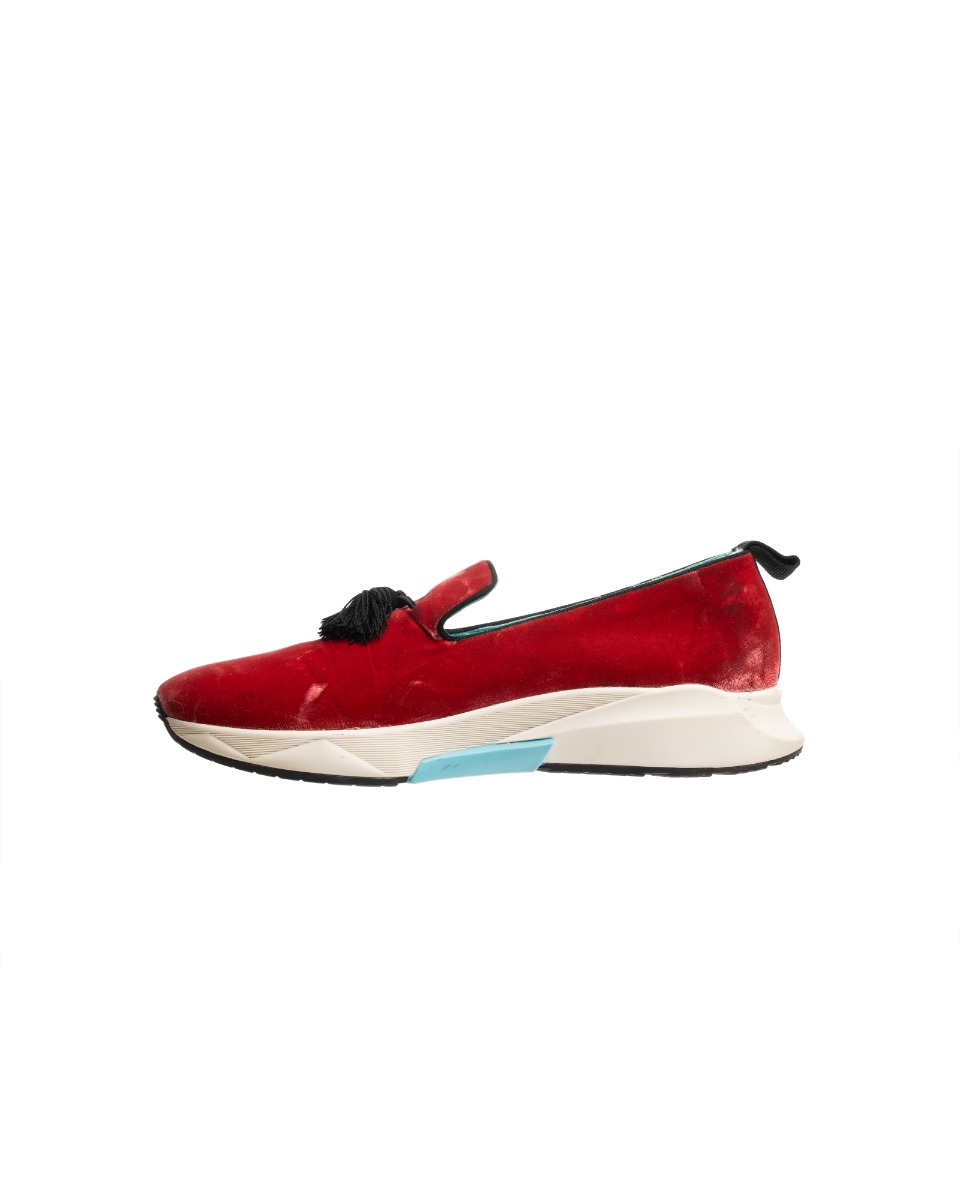 Tom Ford Velvet Turner red slip-on sneakers thumbnail