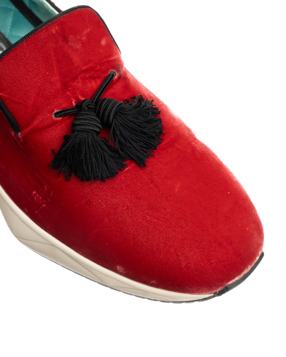 Tom Ford Velvet Turner red slip-on sneakers thumbnail