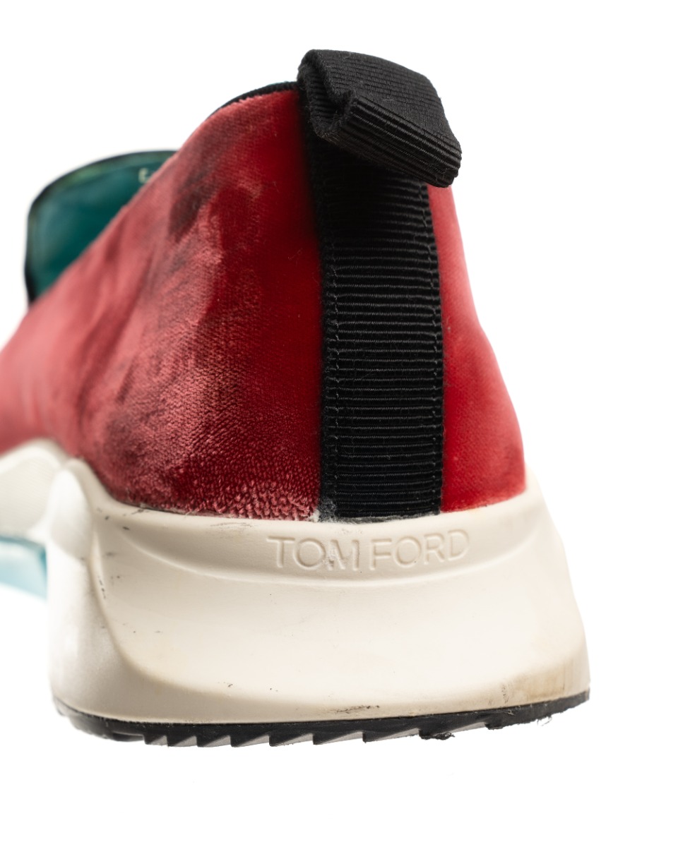 Tom Ford Velvet Turner red slip-on sneakers thumbnail