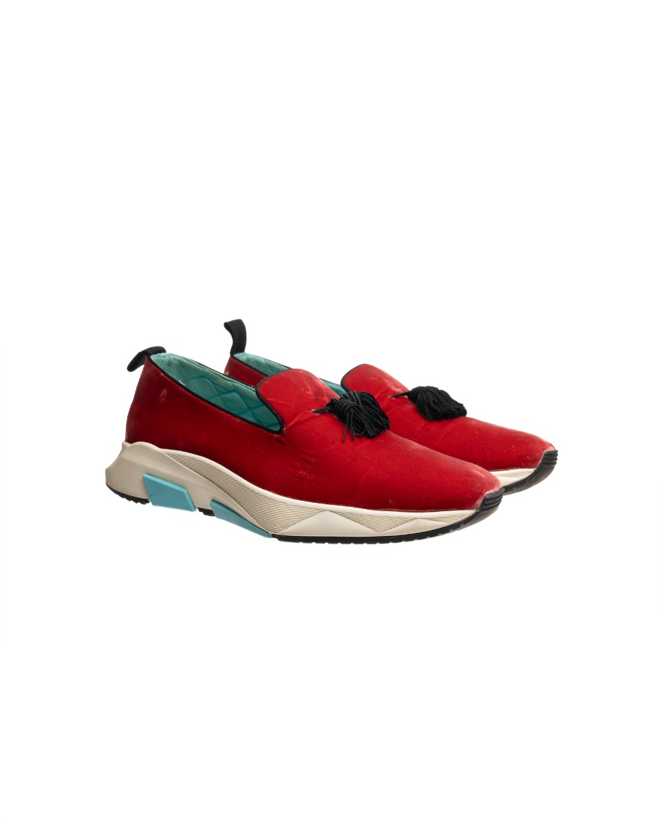 Tom Ford Velvet Turner red slip-on sneakers thumbnail