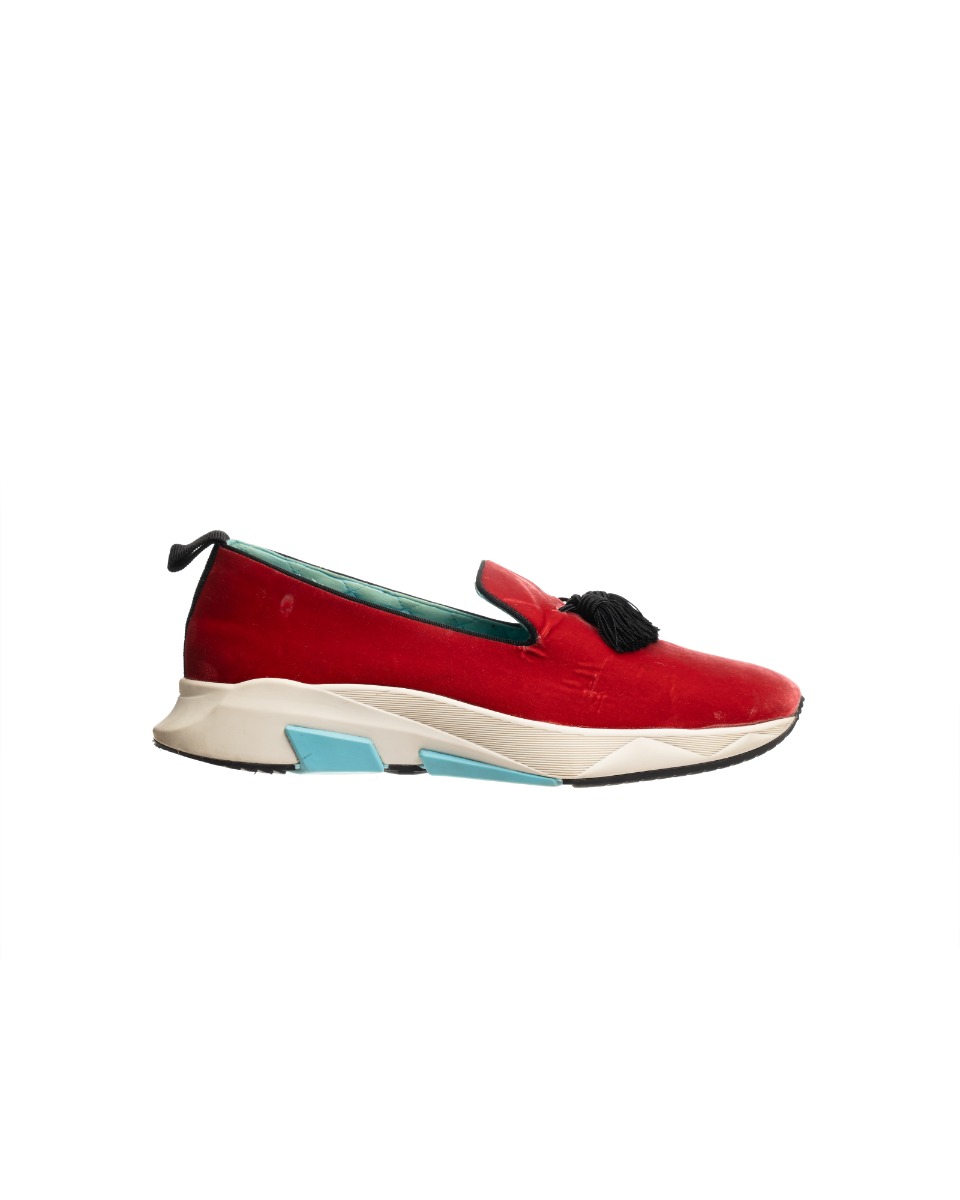 Tom Ford Velvet Turner red slip-on sneakers thumbnail