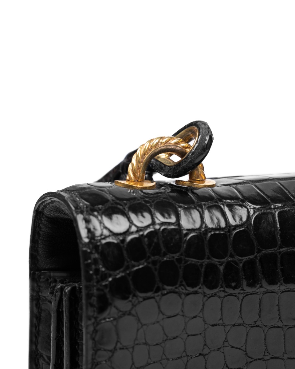 Hermes Sac Cordeliere crocodile black bag thumbnail