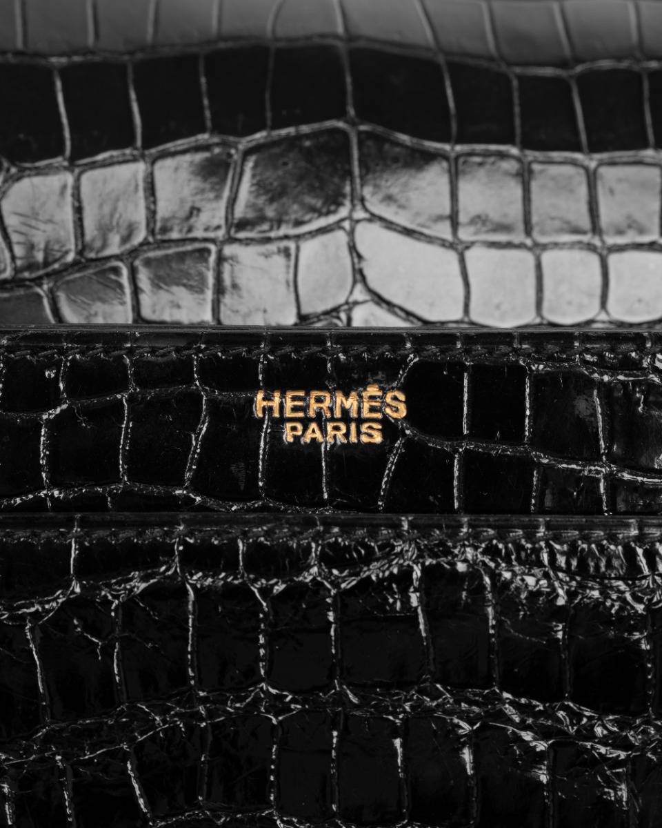 Hermes Sac Cordeliere crocodile black bag thumbnail