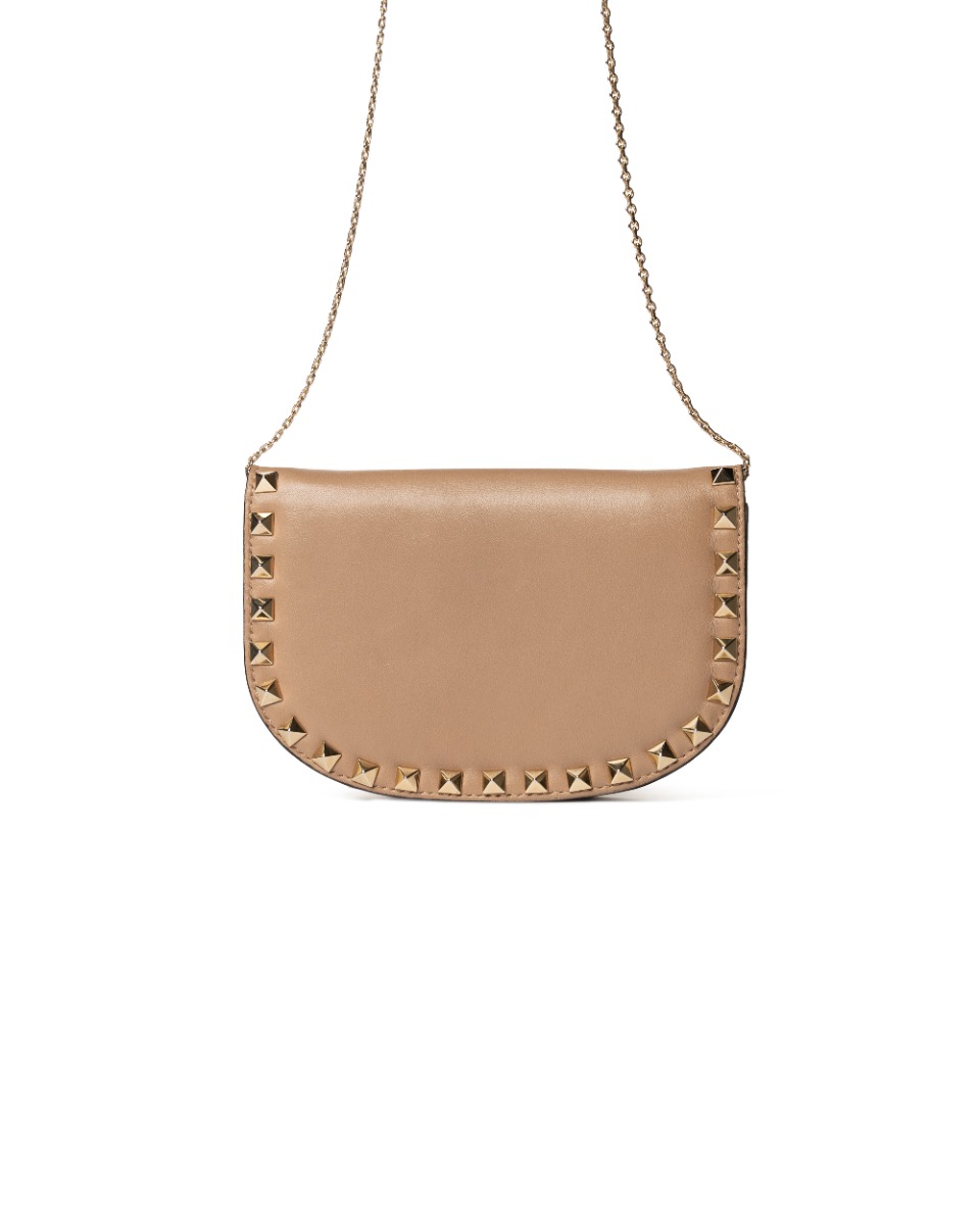 Valentino Garavani Rockstud powder beige crossbody mini saddle bag thumbnail
