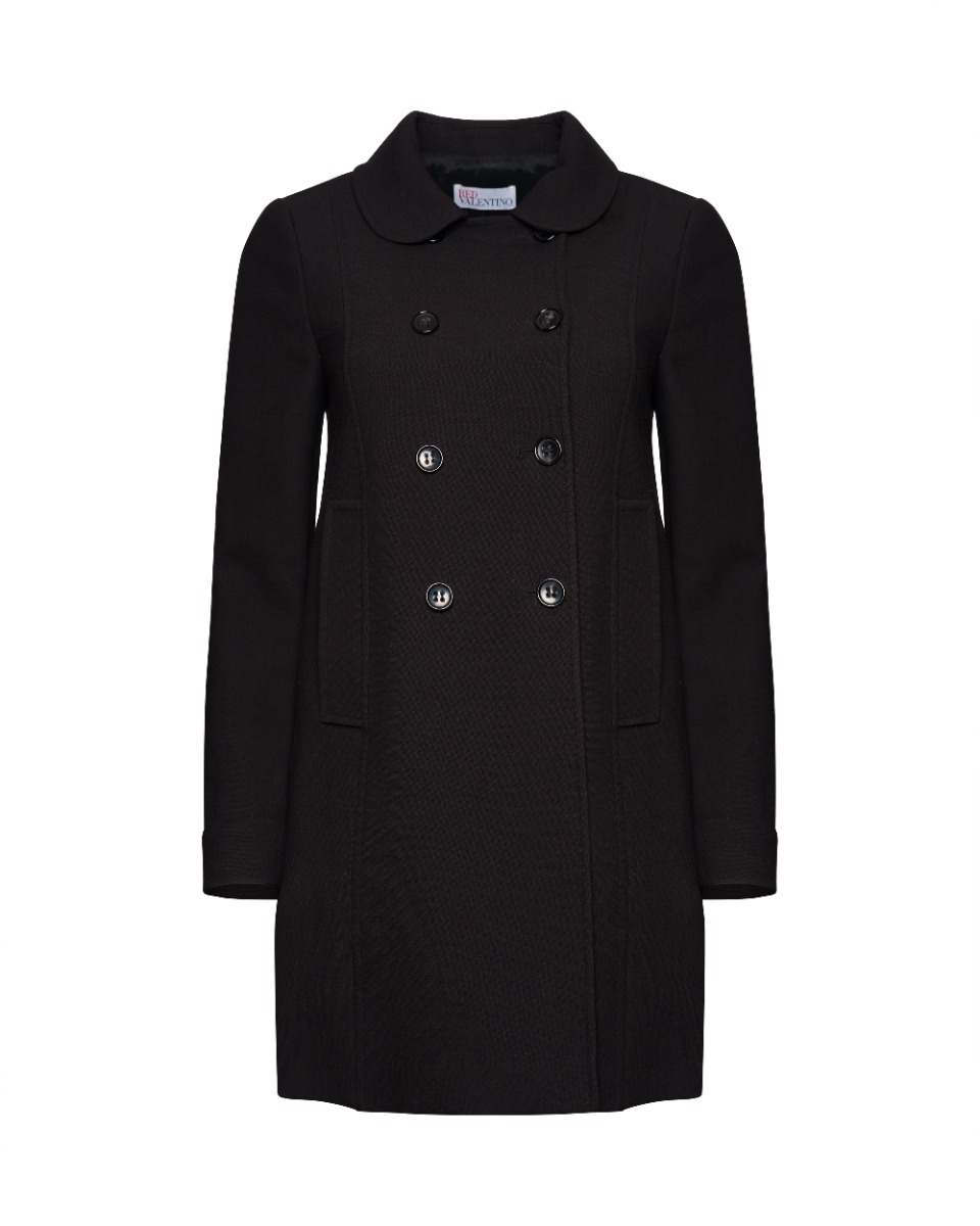 Valentino RED double-breasted stretch cotton black coat thumbnail