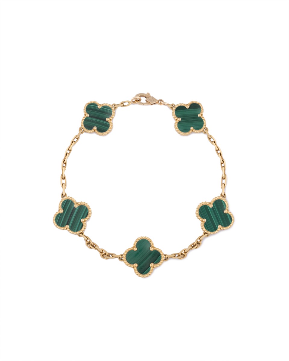 Van Cleef & Arpels Vintage Alhambra 5 motifs malachite bracelet thumbnail