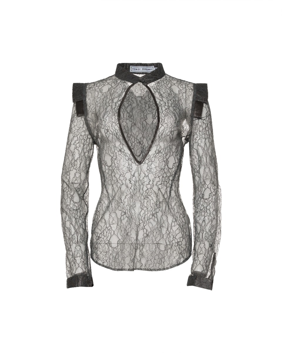 Veronique Branquinho sheer lace deep-neckline blouse thumbnail