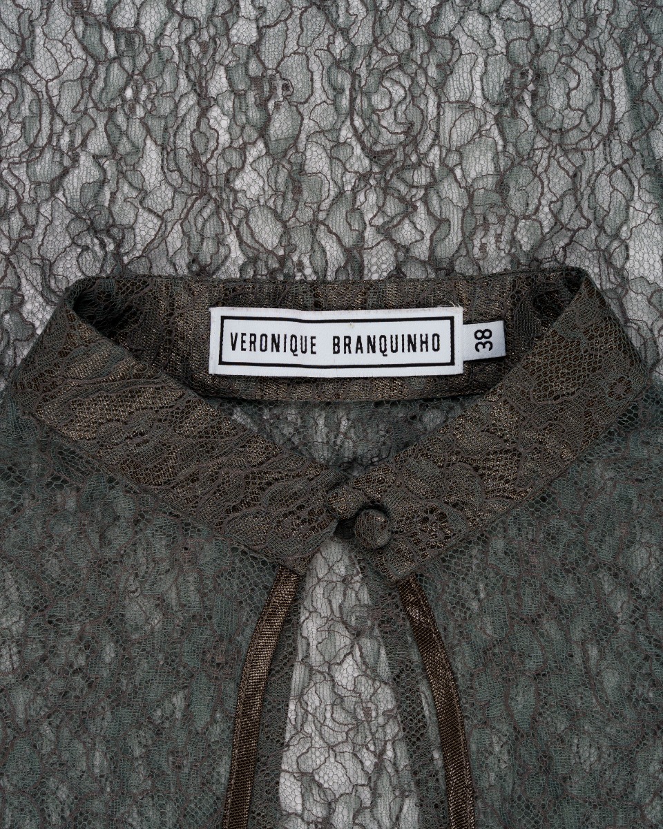 Veronique Branquinho sheer lace deep-neckline blouse thumbnail