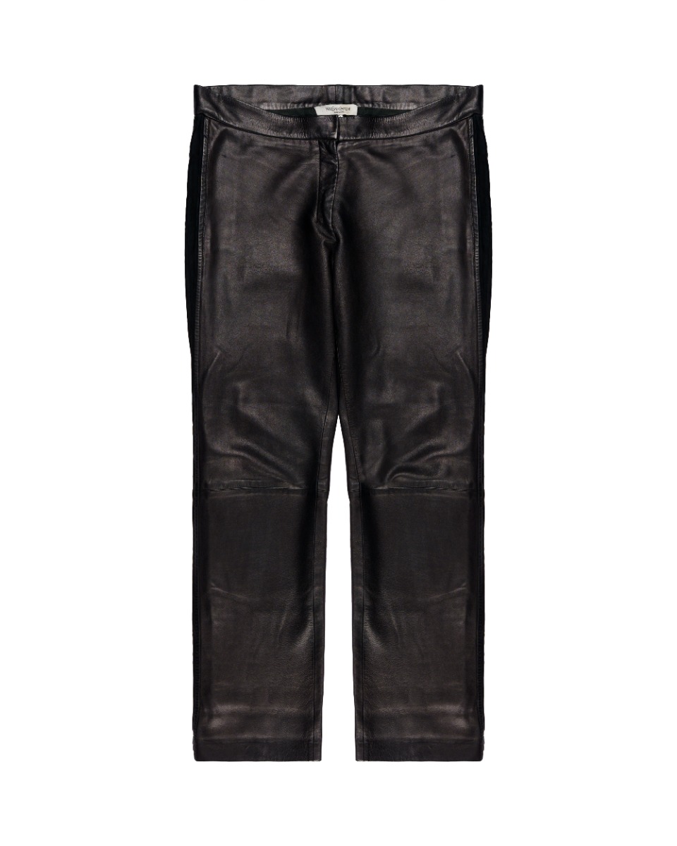 Yves Saint Laurent Rive Gauche black leather pants thumbnail