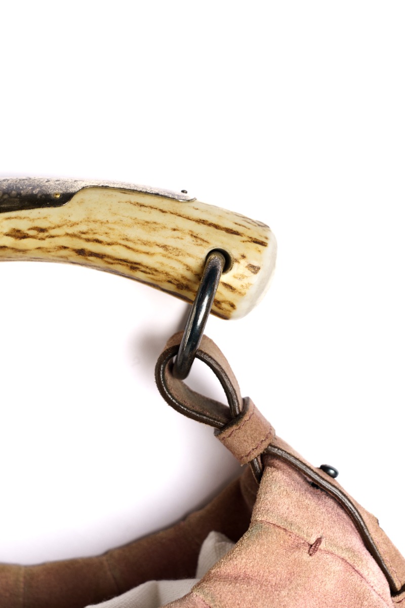 Yves Saint Laurent Rive Gauche Mombasa horn pink suede bag thumbnail