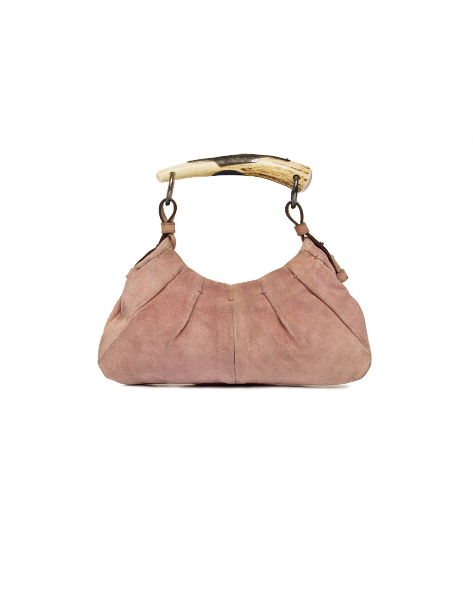 Yves Saint Laurent Rive Gauche Mombasa horn pink suede bag thumbnail