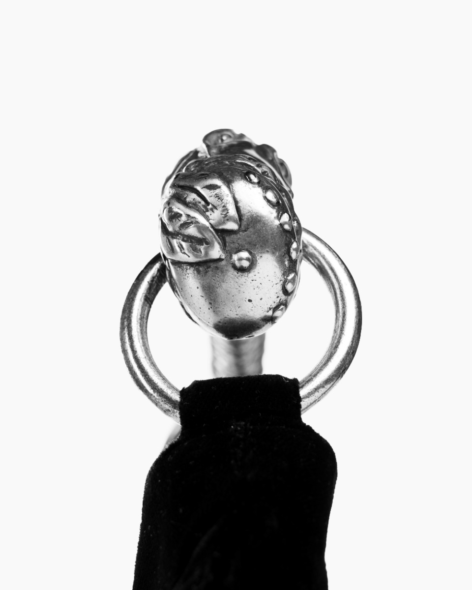 Yves Saint Laurent Rive Gauche Mombasa metal horn black velvet bag thumbnail