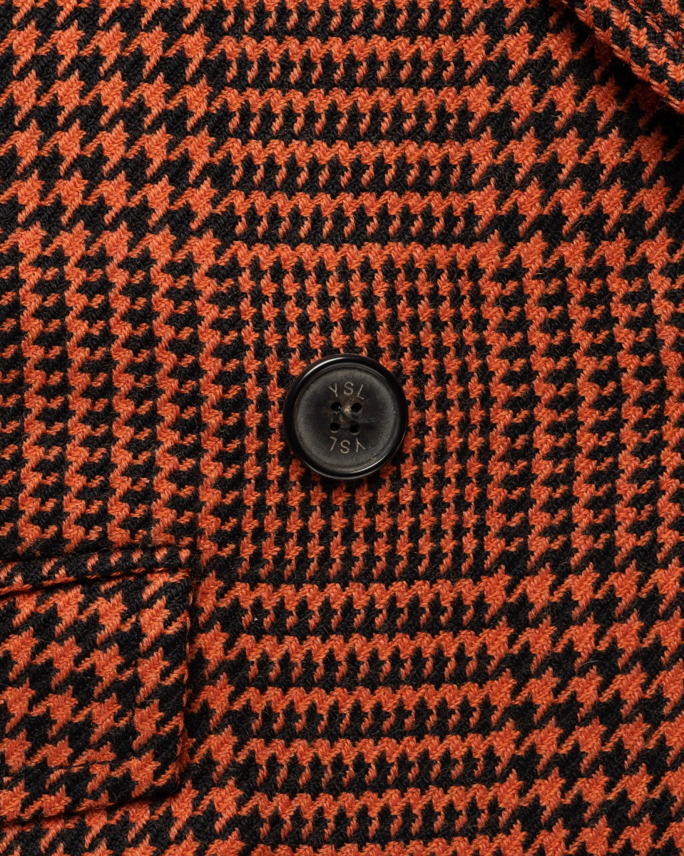 Yves Saint Laurent Variation Houndstooth red double-breasted coat thumbnail