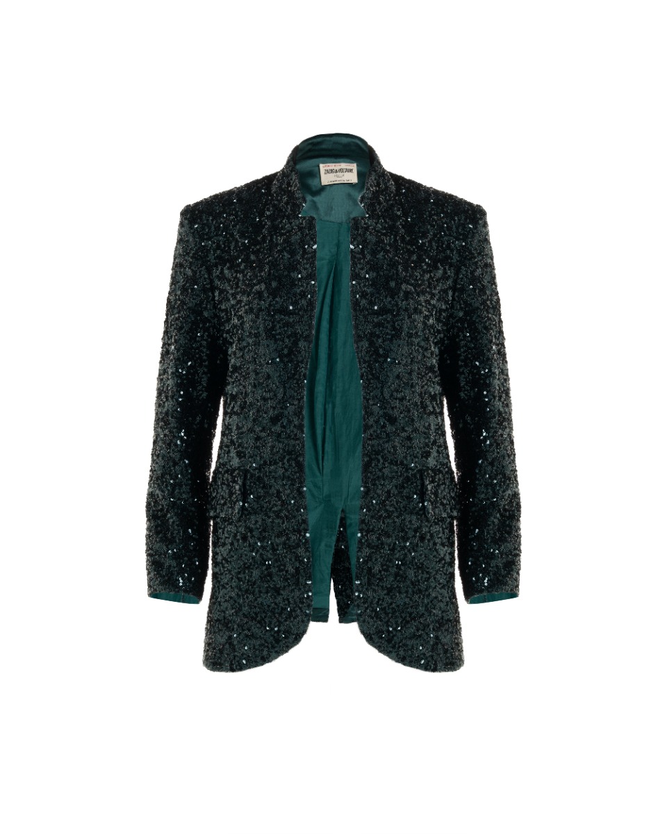 Zadig & Voltaire green sequin-embellished blazer jacket thumbnail