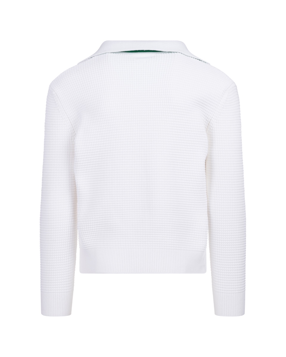 Bottega Veneta Salon 03 collared v-stitch white sweater thumbnail