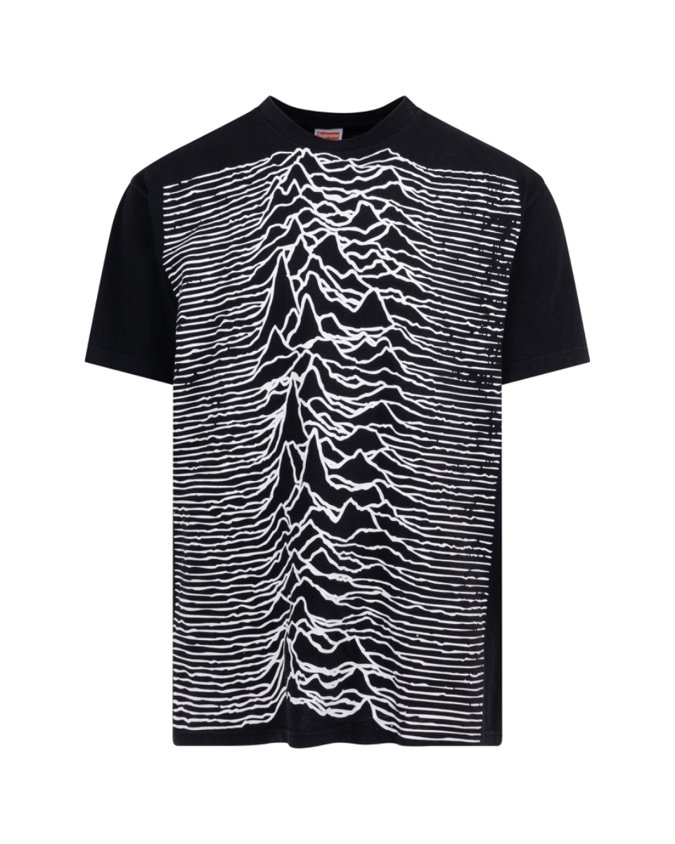 Supreme x Peter Saville Joy Division "Unknown Pleasures" waves black t-shirt thumbnail
